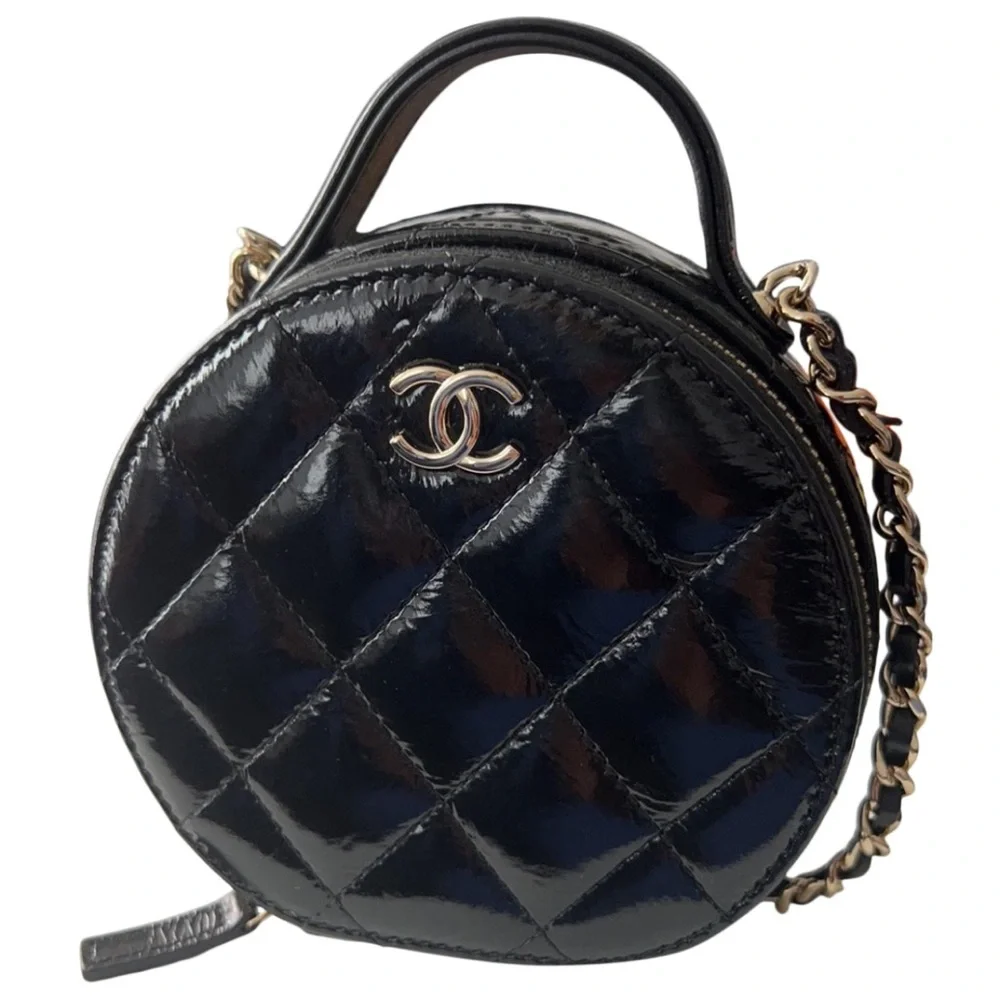 Chanel Evening Bag Black Patent Leather
CC Logo, - Picture 1 of 10